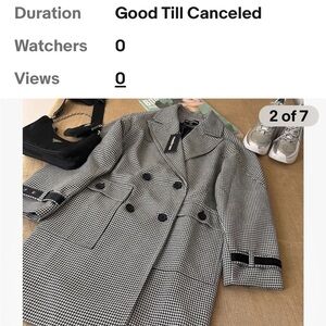 $189 Karl Largerfild lightweight Houndstooth Women's long Coat Sz 4